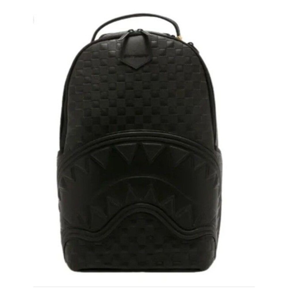 NEW Sprayground Raised Check Limited Edition Black Shark Mouth Backpack - Picture 3 of 16